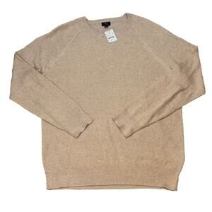 J.Crew Beige Cotton Knit Crewneck Sweater Pullover Size L NWT